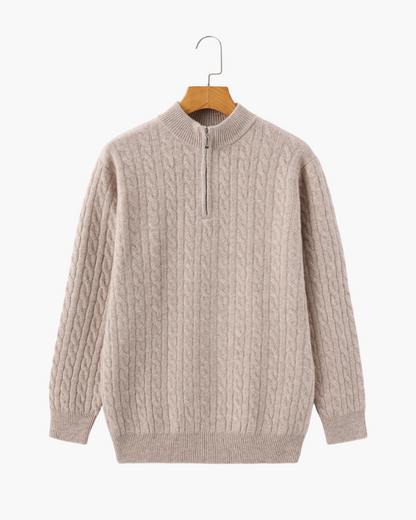 100 % gewebter Kaschmirpullover mit halbem Reißverschluss