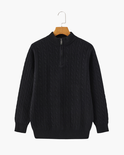 100 % gewebter Kaschmirpullover mit halbem Reißverschluss