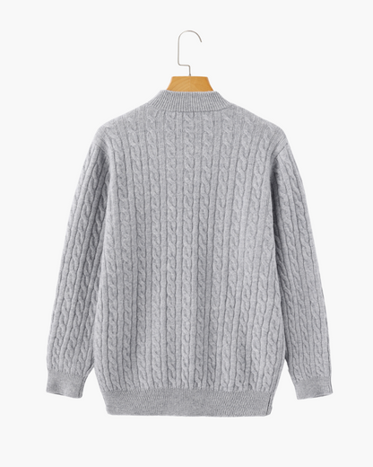 100 % gewebter Kaschmirpullover mit halbem Reißverschluss