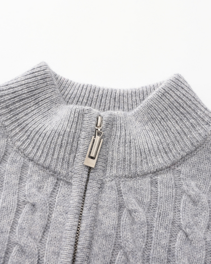 100 % gewebter Kaschmirpullover mit halbem Reißverschluss