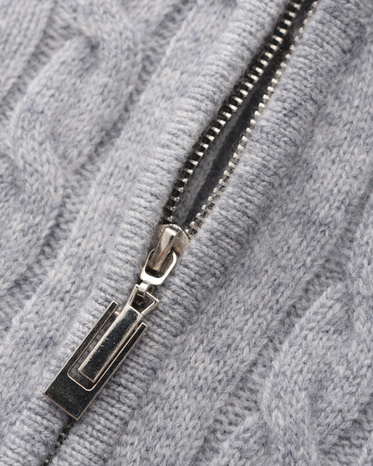 100 % gewebter Kaschmirpullover mit halbem Reißverschluss