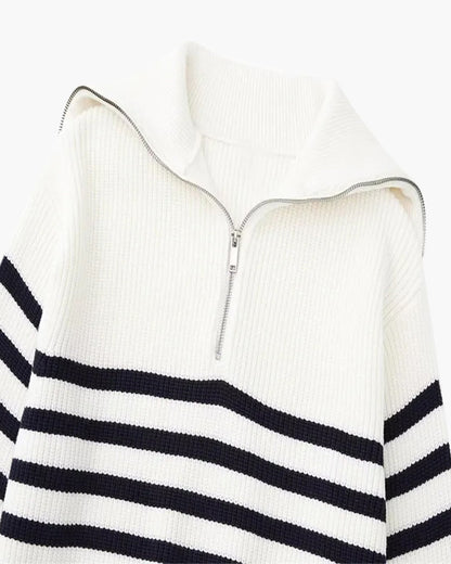 Maglione a righe con cerniera