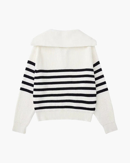 Maglione a righe con cerniera