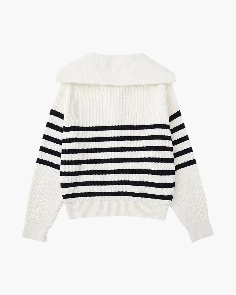 Maglione a righe con cerniera