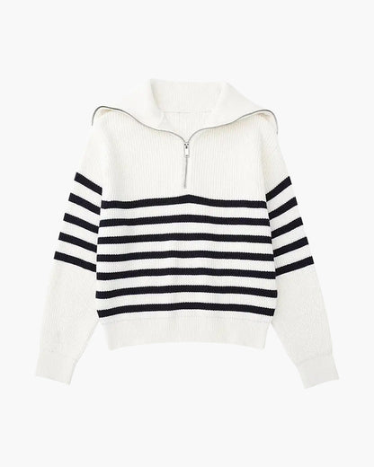 Maglione a righe con cerniera