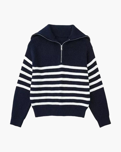 Maglione a righe con cerniera
