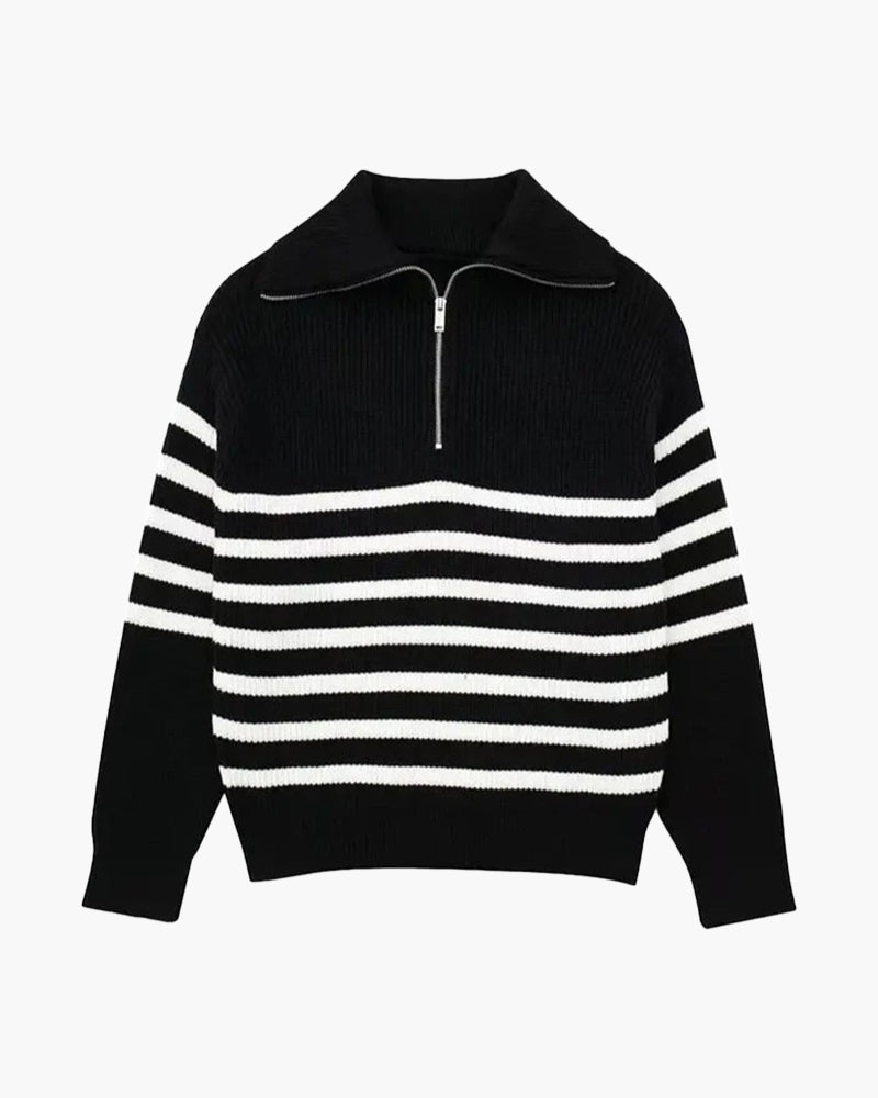 Maglione a righe con cerniera
