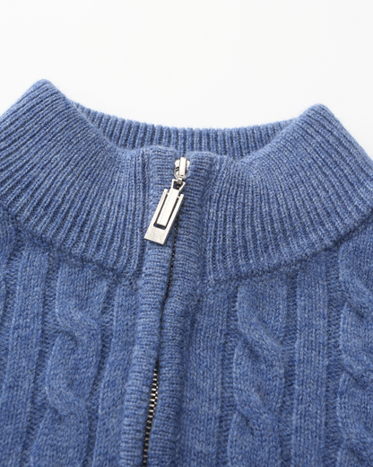 100 % gewebter Kaschmirpullover mit halbem Reißverschluss