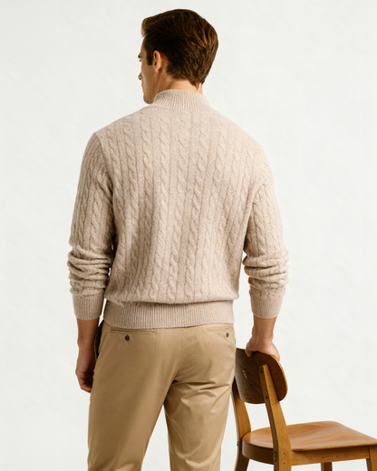 100 % gewebter Kaschmirpullover mit halbem Reißverschluss
