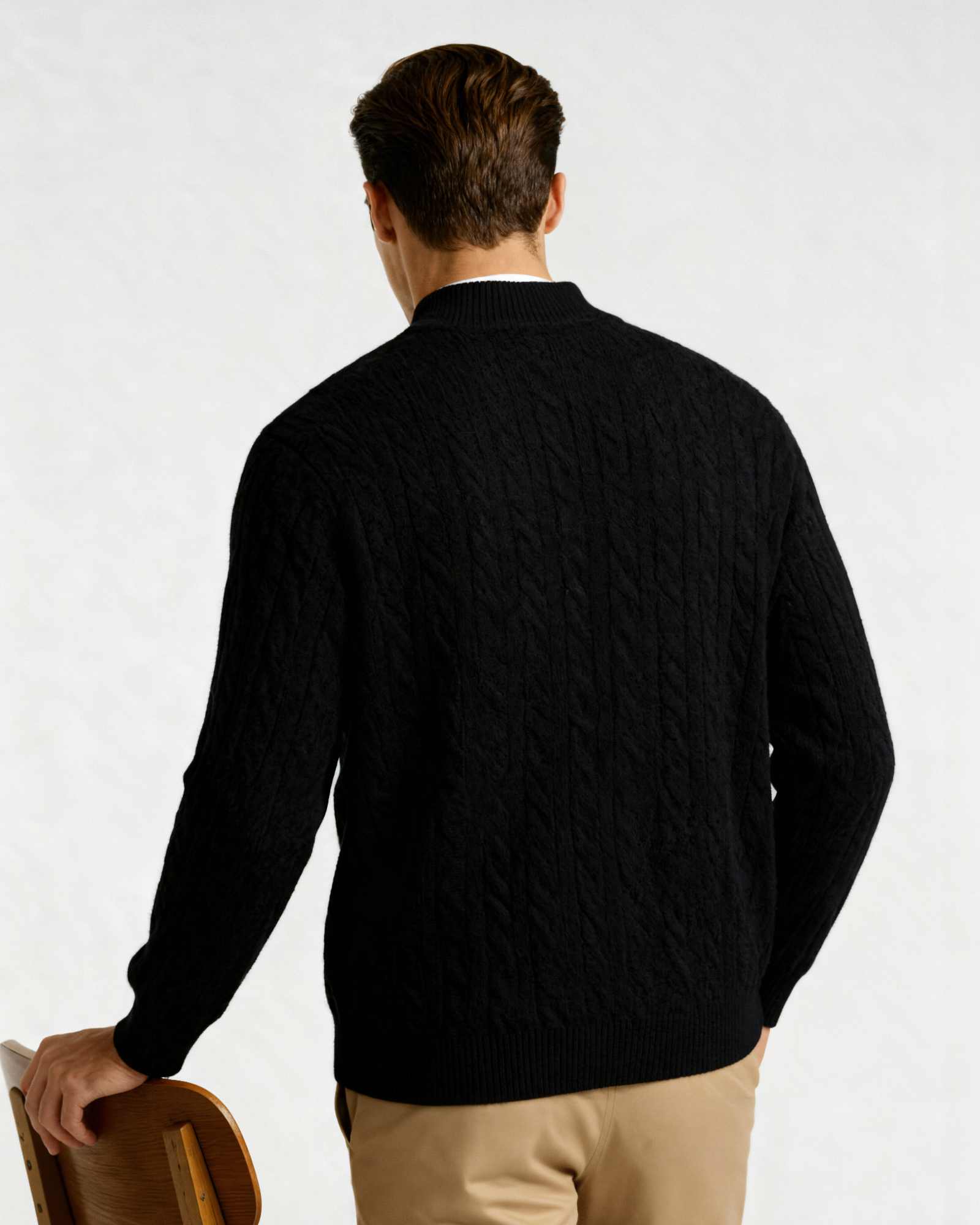 100 % gewebter Kaschmirpullover mit halbem Reißverschluss
